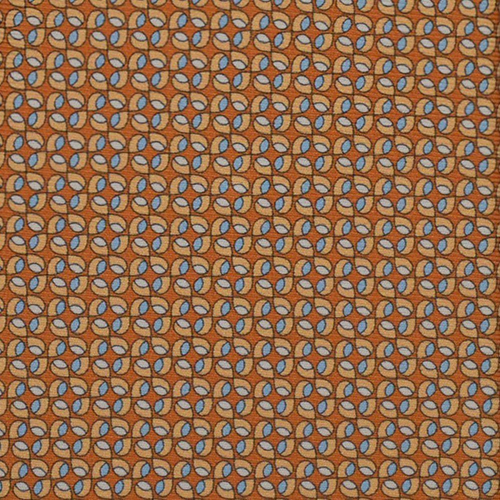 3-Fold Silk Tie, Micro Geometric Pattern, Light Blue Mustard - 3069