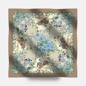 90 Twill Silk Scarf Equestrian Garden
