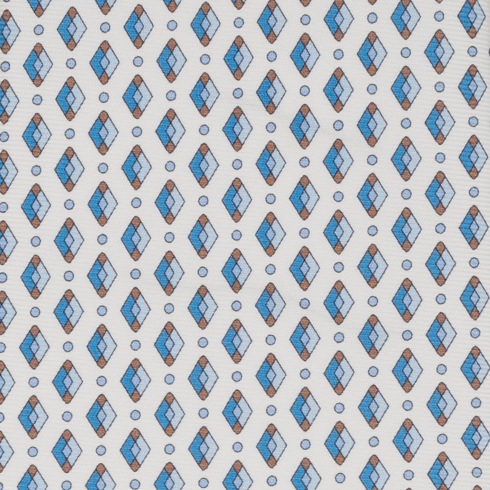 1999 Collection Tie in Heavy Silk Blue Geometric Pattern