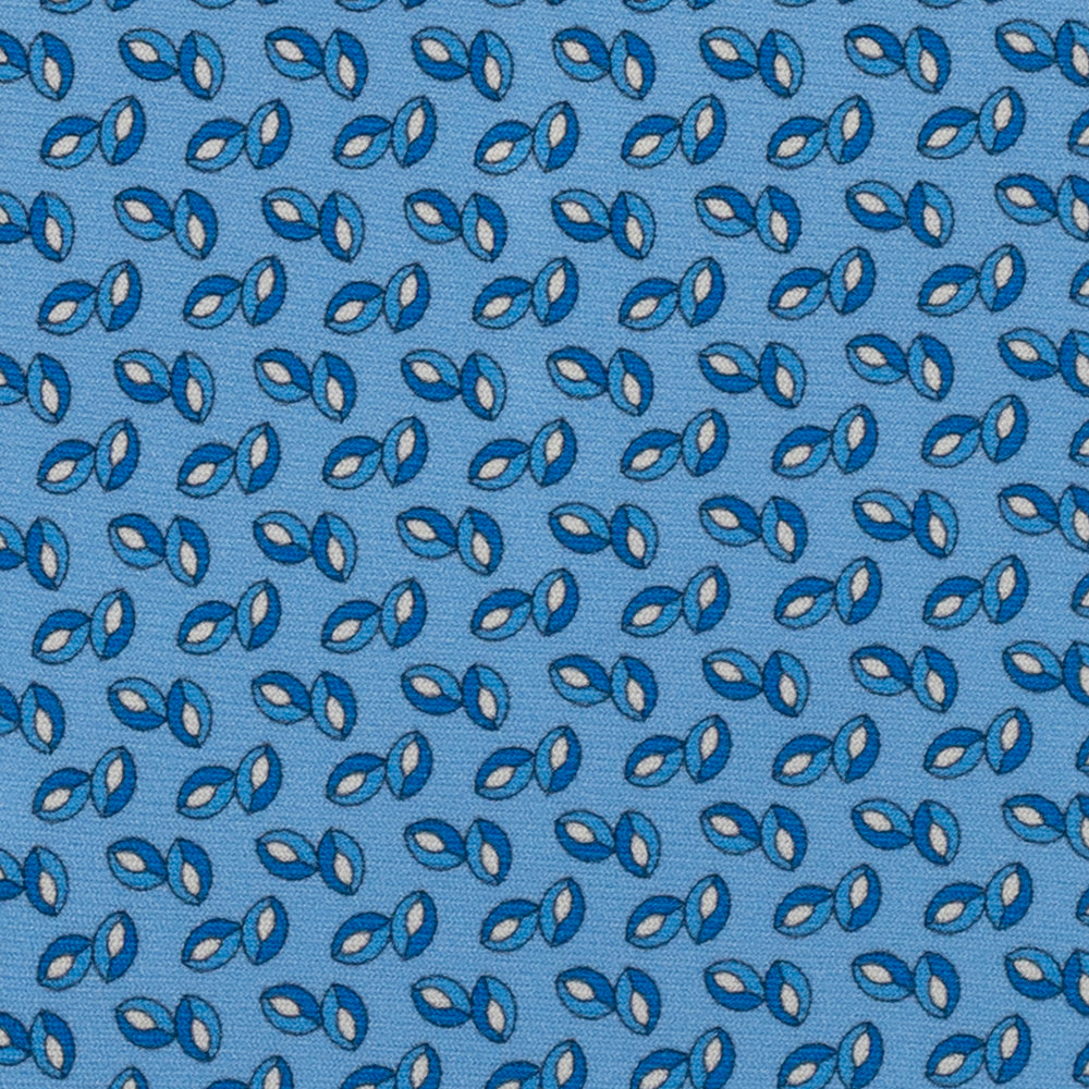 3-Fold Silk Tie, Floral Pattern, Light Blue - 3101