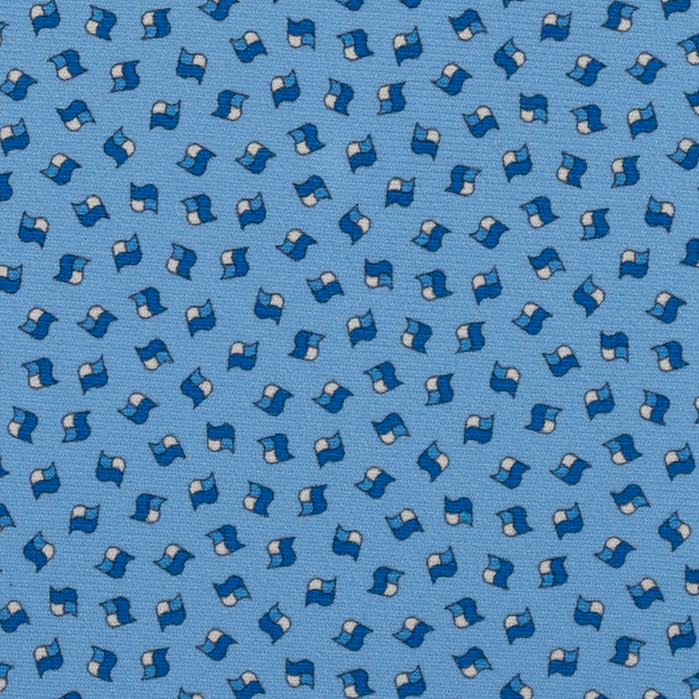 3-Fold Silk Tie, Micro Geometric Pattern, Light Blue - 3002