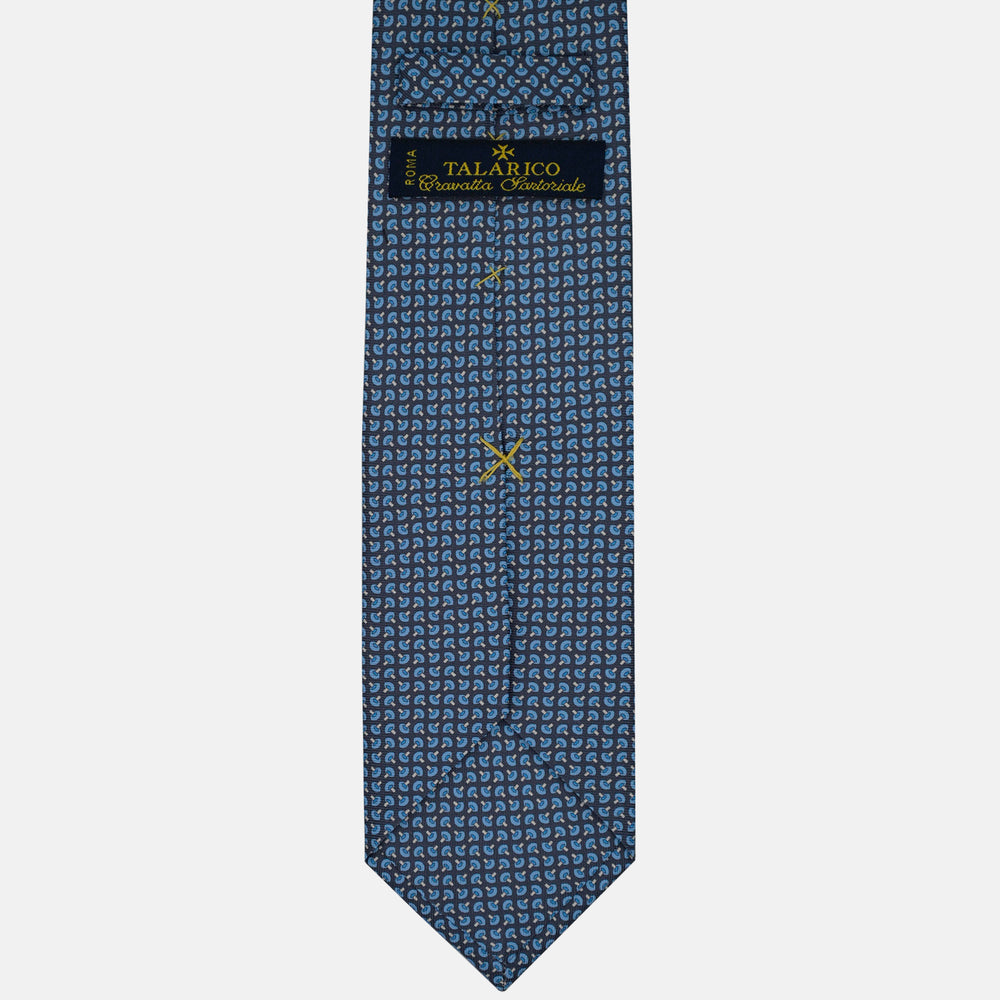 3-Fold Silk Tie, Micro Geometric Pattern, Light Blue Grey - 3104