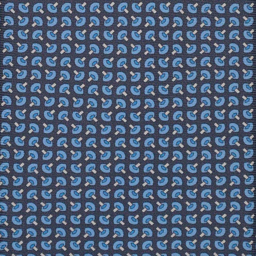 3-Fold Silk Tie, Micro Geometric Pattern, Light Blue Grey - 3104