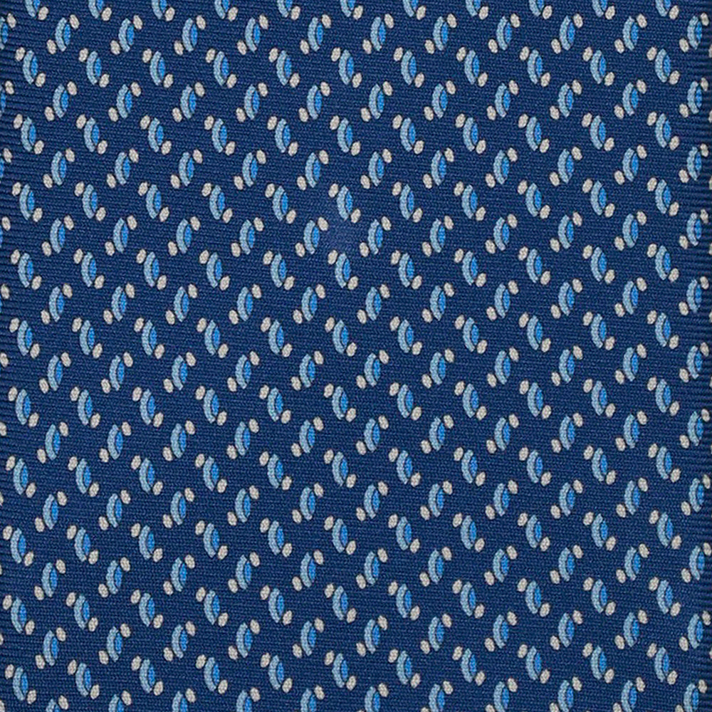 3-Fold Silk Tie, Micro Geometric Pattern, Light Blue - 3130