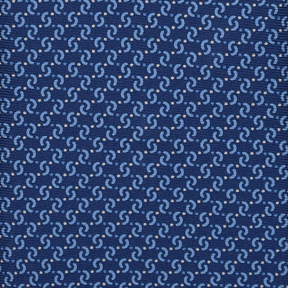 3-Fold Silk Tie, Micro Geometric Pattern, Light Blue - 3135