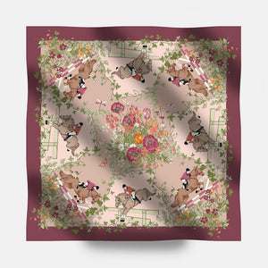90 Twill Silk Scarf Equestrian Garden