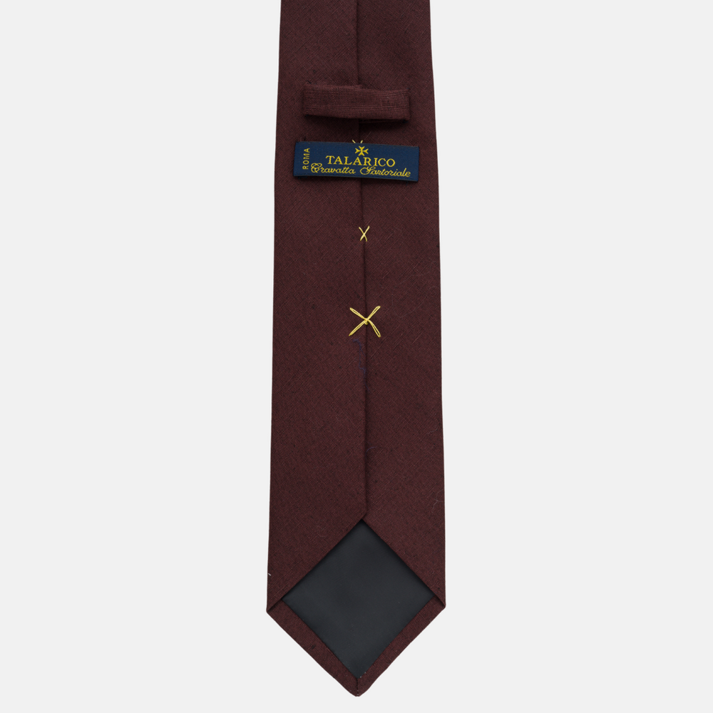 3-Fold Tie in Irish Linen Bordeaux - TAL 325