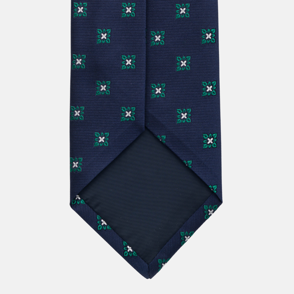 1999 Collection Tie in Heavy Blue Silk with Floral Pattern