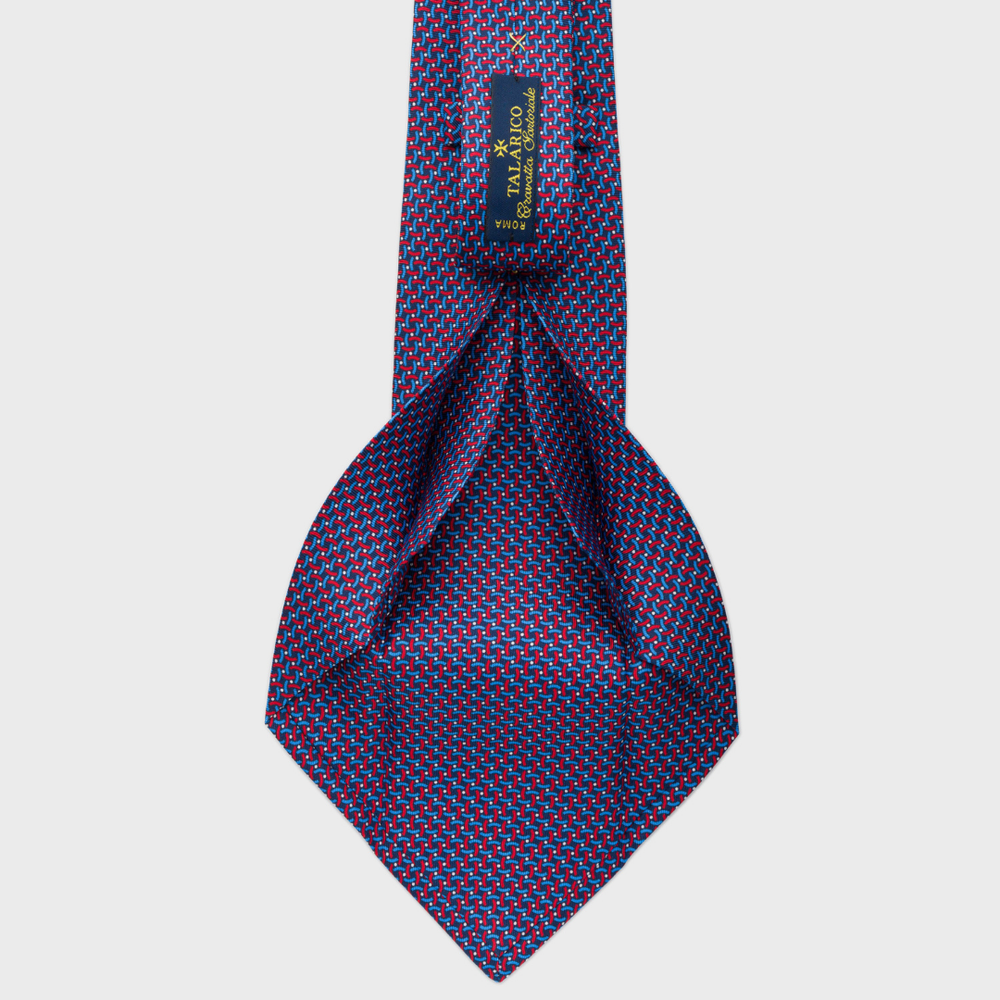 5-fold silk tie in Blue and Red Pattern