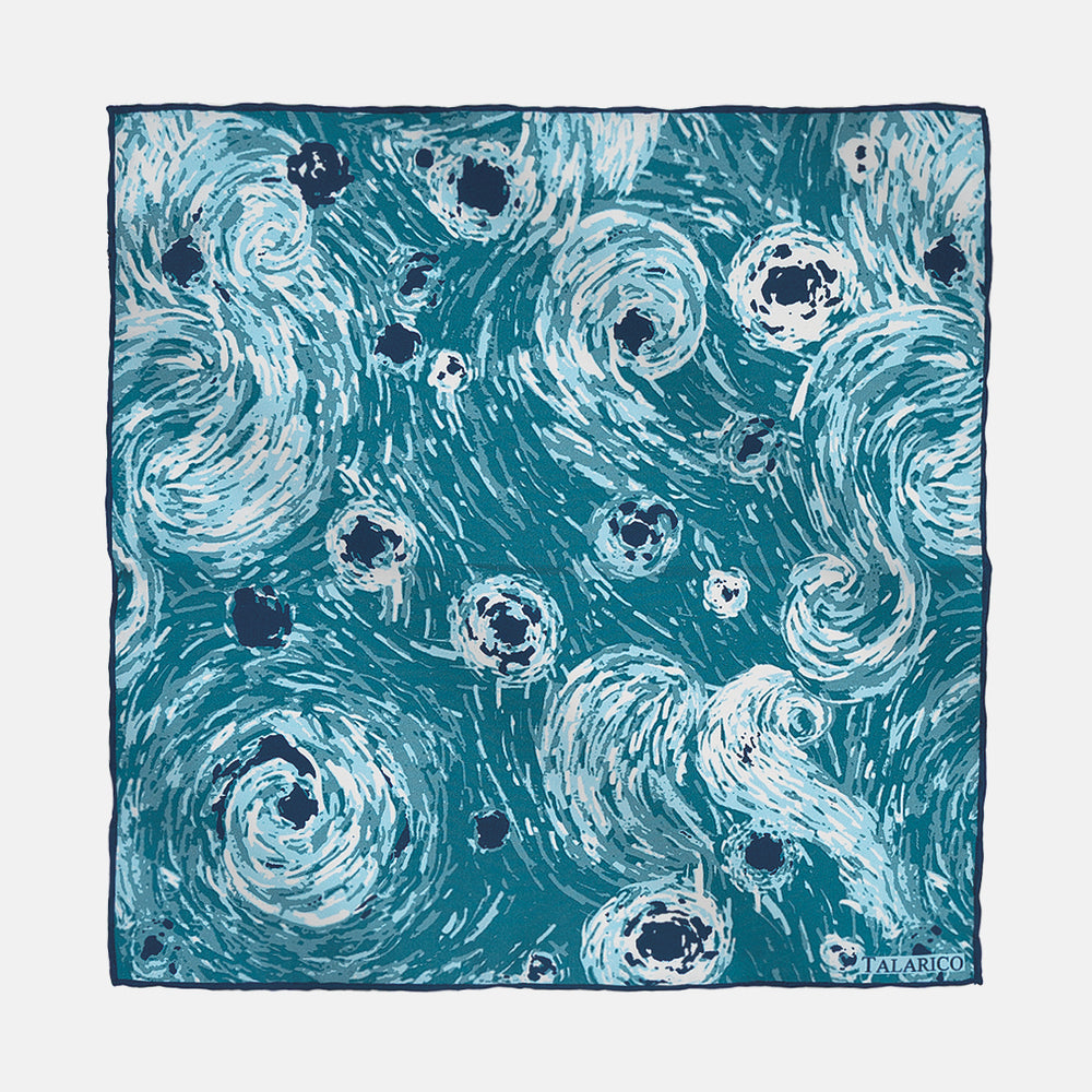 Pochette da Taschino in Seta Fantasia Danza delle Onde