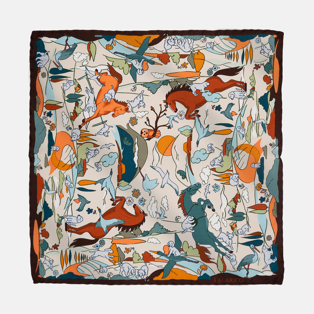 Pochette da Taschino in Seta Fantasia Horse's Land
