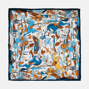 Horse's Land Pattern Silk Pocket Square