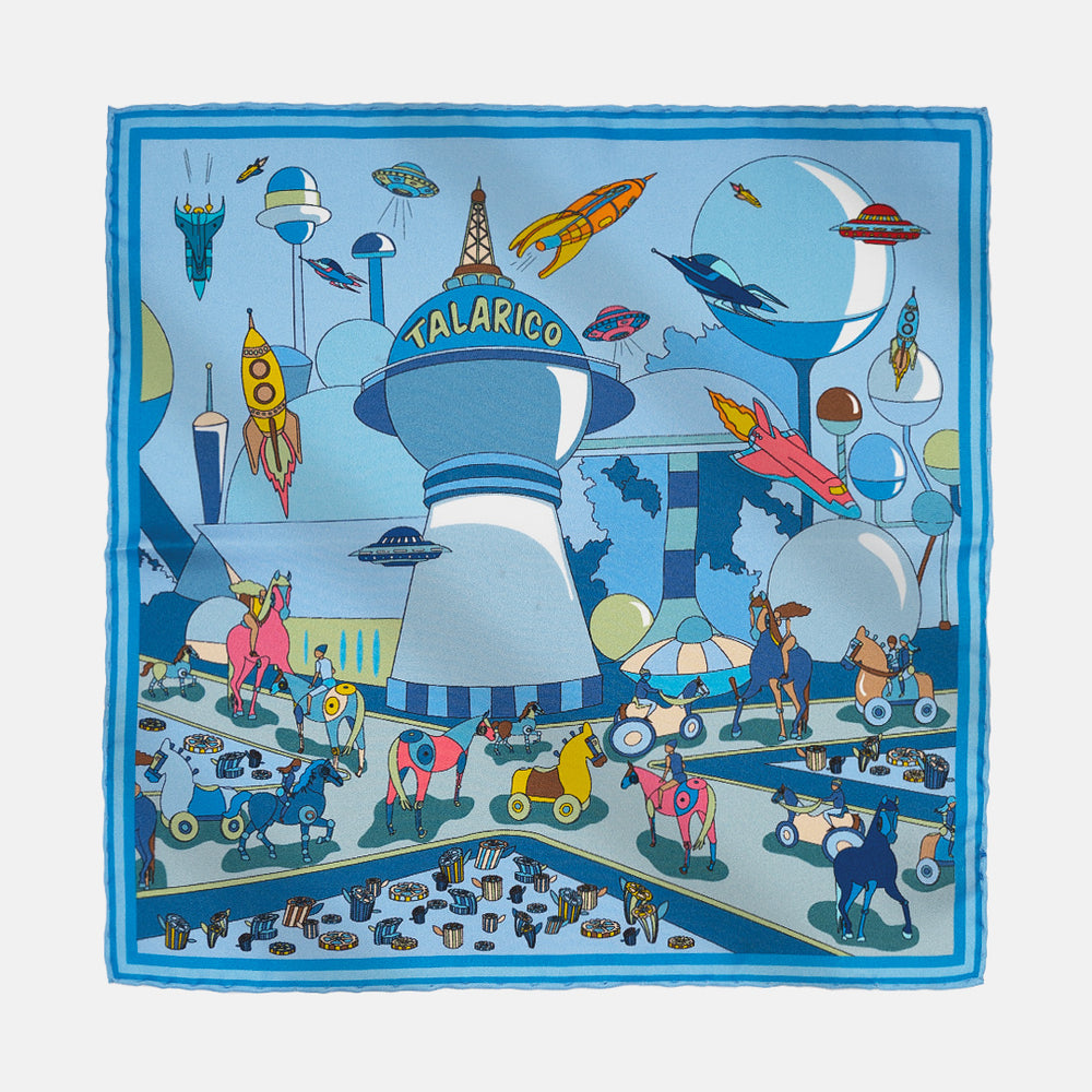 Pochette da Taschino in Seta Fantasia Città Futura