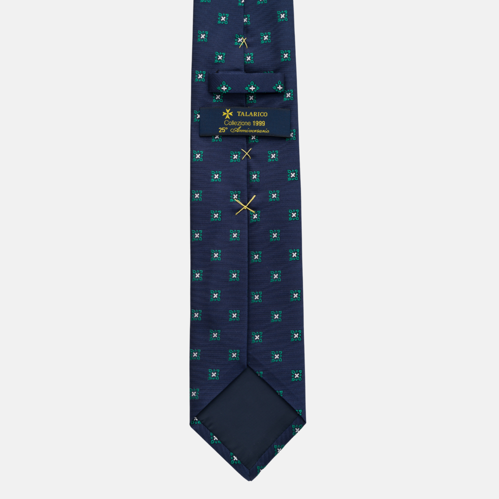 1999 Collection Tie in Heavy Blue Silk with Floral Pattern