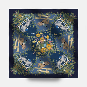 90 Twill Silk Scarf Equestrian Garden