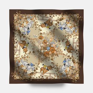 90 Twill Silk Scarf Equestrian Garden