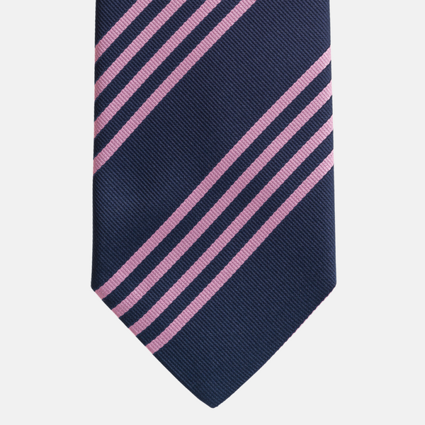 Cravatta Talarico in Seta jacquard Regimental Blu Rosa fatta a Mano – Talarico Cravatte