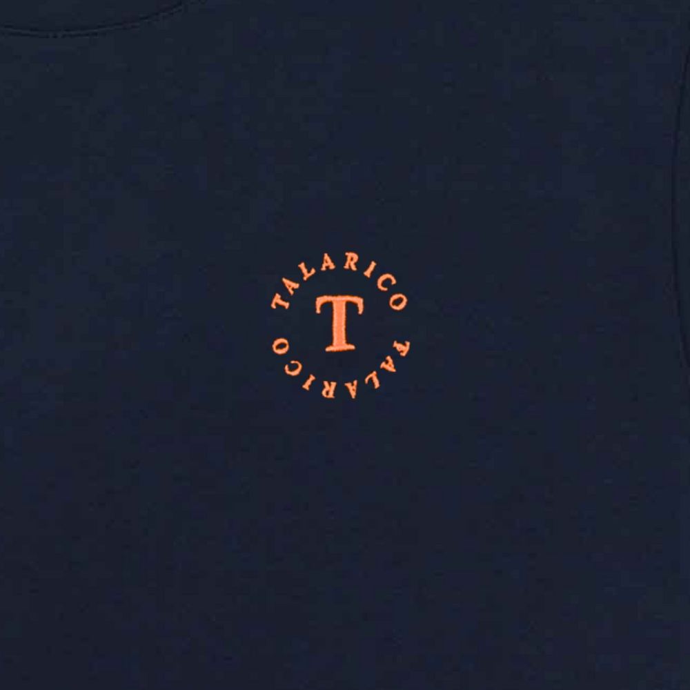 T SHIRT TALARICO IN COTONE BLU CON LOGO ARANCIONE