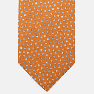 3-Fold Silk Tie, Micro Pattern, Orange - JA056667-3