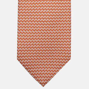 3-Fold Silk Tie, Geometric Pattern, Orange - JA056675-3