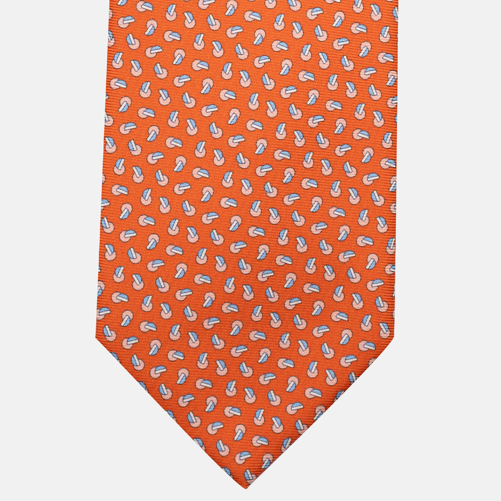 3-Fold Silk Tie, Micro Pattern, Orange - JA056129-3