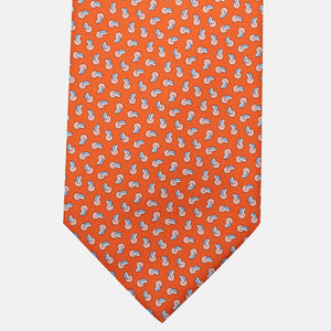 3-Fold Silk Tie, Micro Pattern, Orange - JA056129-3