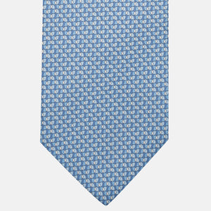 3-Fold Silk Tie, Geometric Pattern, Light Blue - JA056123-3