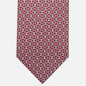 3-Fold Silk Tie, Geometric Pattern, Bordeaux - JA056334-3