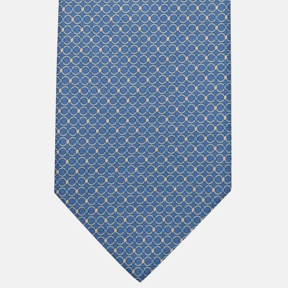3-Fold Silk Tie, Chain Pattern, Light Blue - JA057080-3