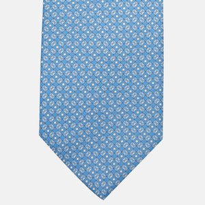 3-Fold Silk Tie, Geometric Pattern, Light Blue - JA055920-3