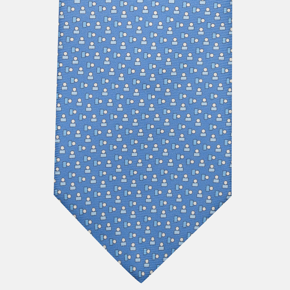 3-Fold Silk Tie, Micro Pattern, Light Blue - JC057248-3