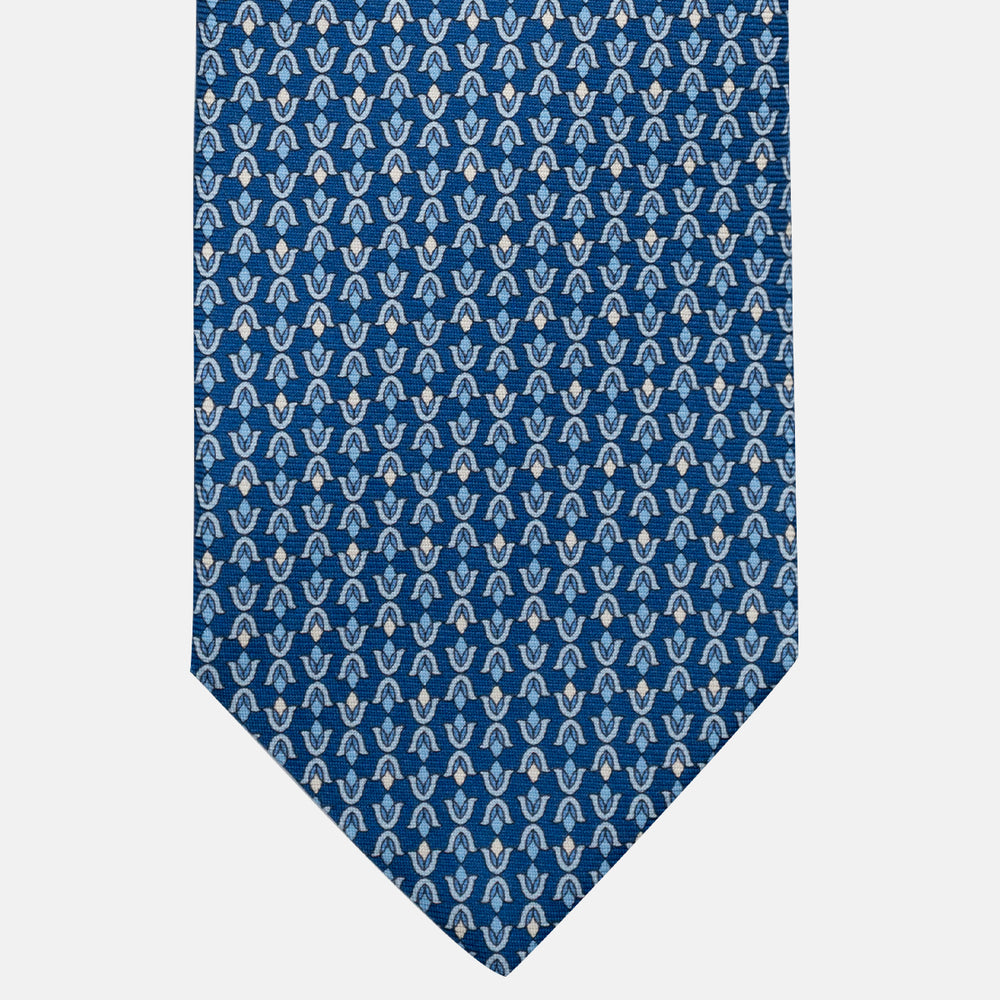 3-Fold Silk Tie, Floral Pattern, Light Blue - JA056338-3