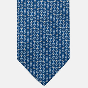 3-Fold Silk Tie, Floral Pattern, Light Blue - JA056338-3