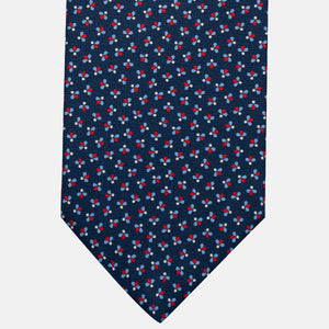 3-Fold Silk Tie, Bee Pattern, Blue and Red - JA057246-3