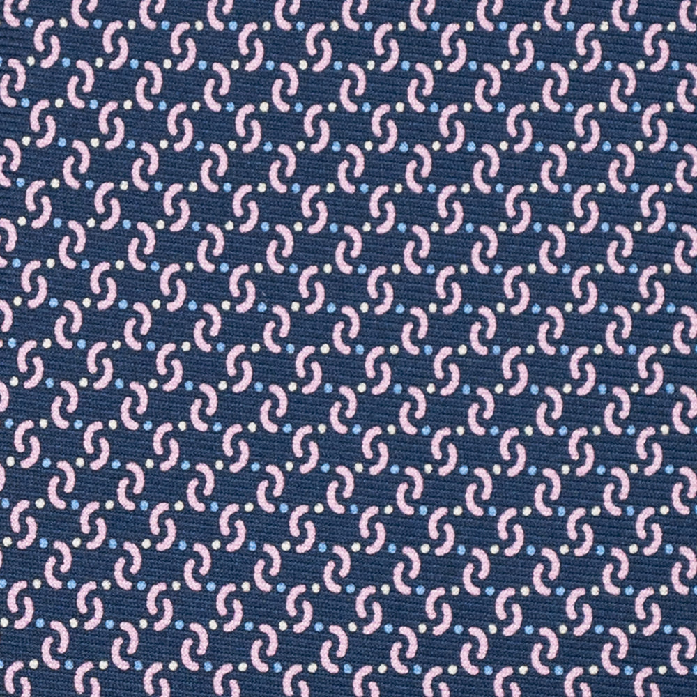 3-Fold Silk Tie, Geometric Pattern, Blue Pink - JA056669-3