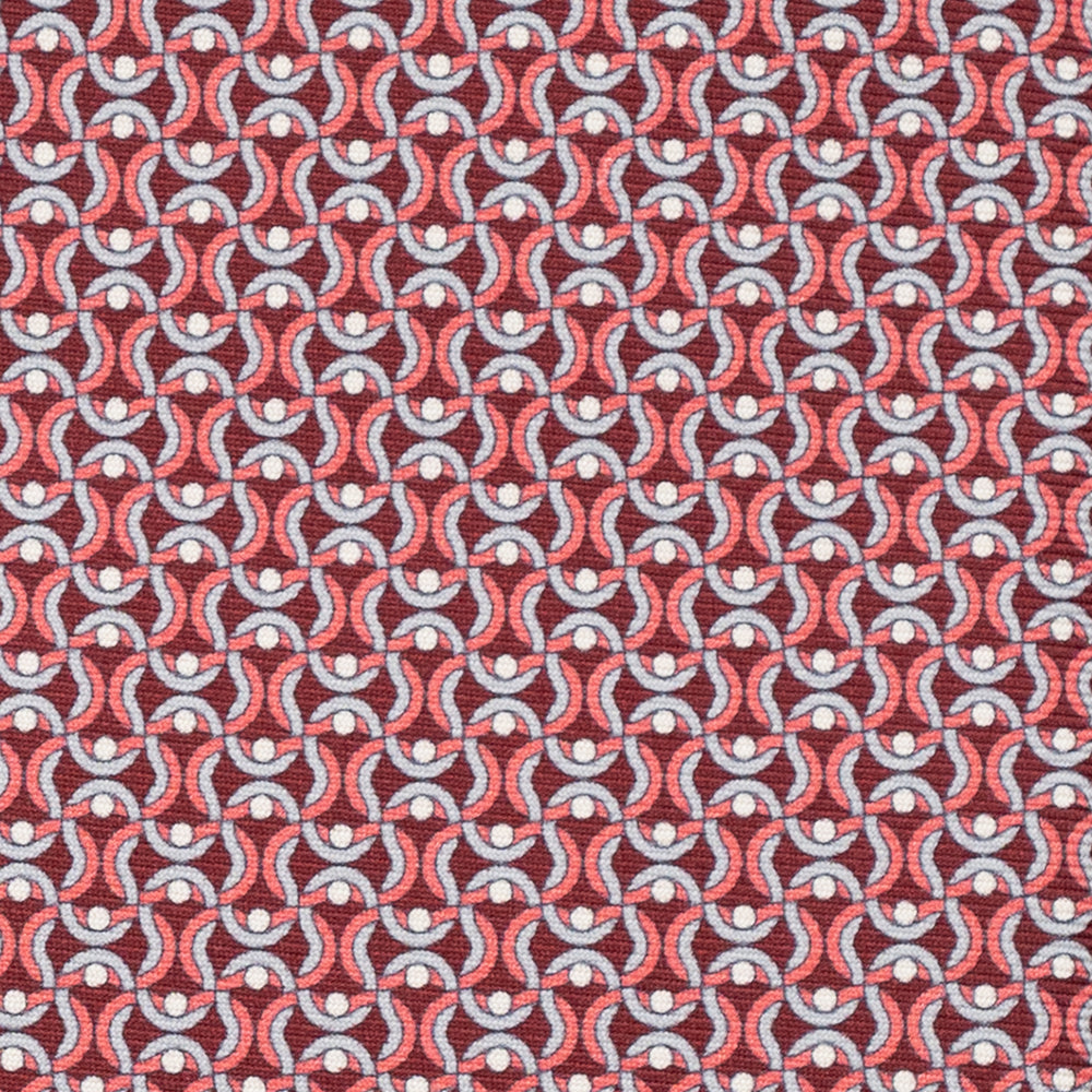 3-Fold Silk Tie, Geometric Pattern, Bordeaux - JA056334-3