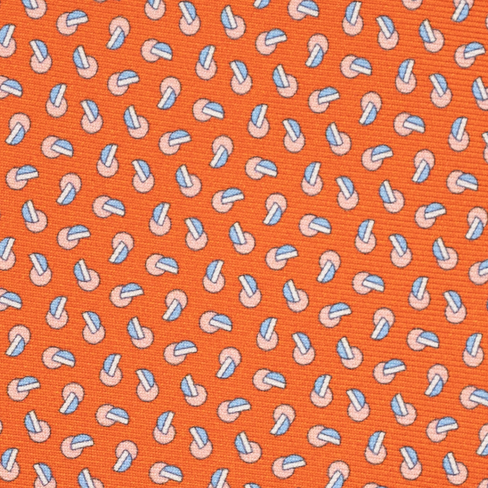 3-Fold Silk Tie, Micro Pattern, Orange - JA056129-3