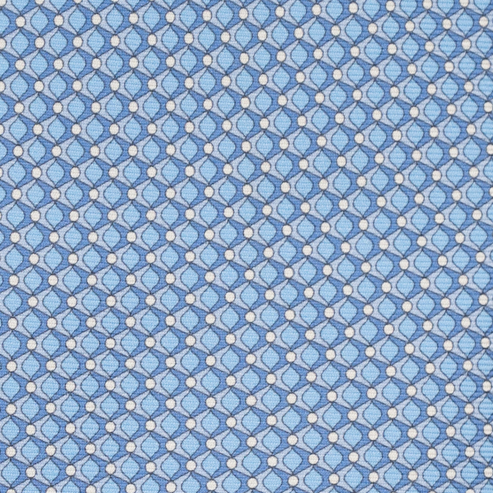 Cravatta 3 pieghe in Seta, Fantasia Geometrica, Celeste - JC056340-3