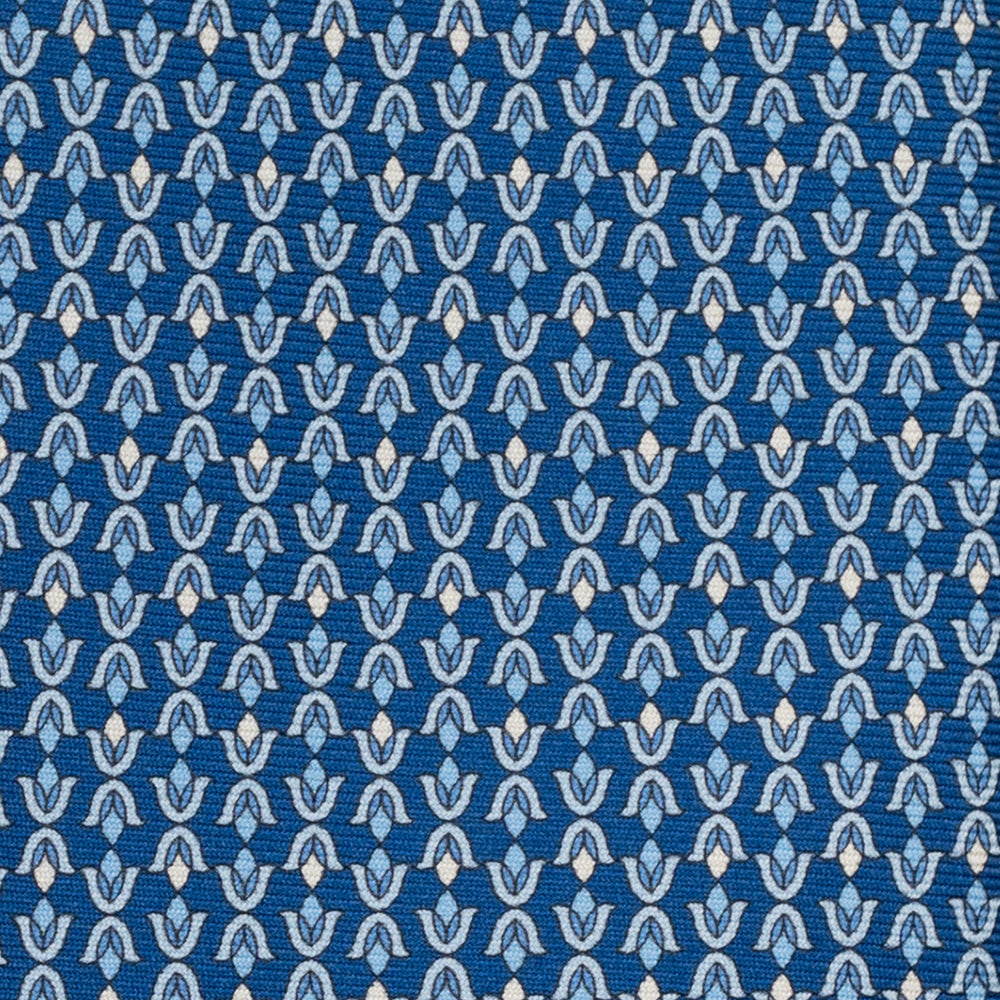 3-Fold Silk Tie, Floral Pattern, Light Blue - JA056338-3