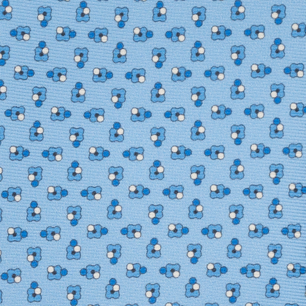 3-Fold Silk Tie, Floral Pattern, Light Blue - JA057247-3