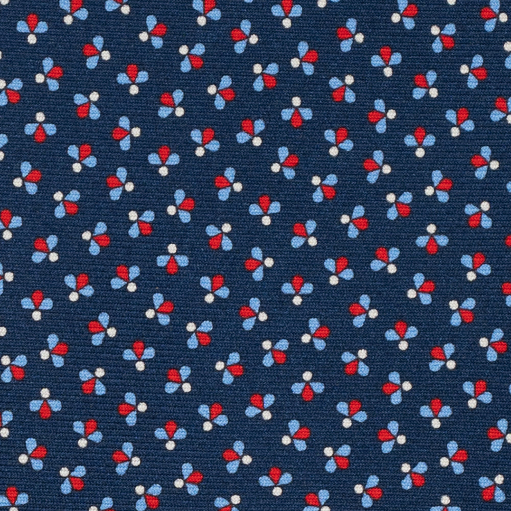 3-Fold Silk Tie, Bee Pattern, Blue and Red - JA057246-3