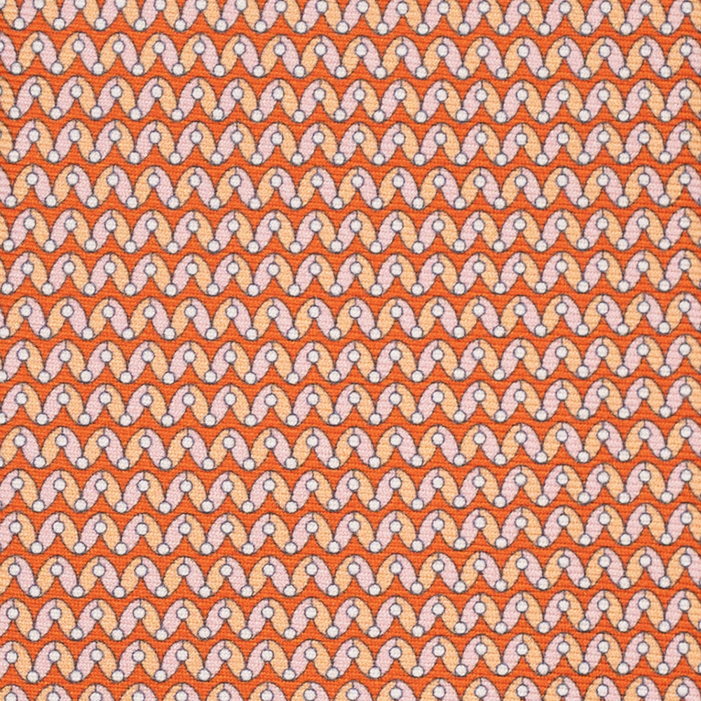 3-Fold Silk Tie, Geometric Pattern, Orange - JA056675-3