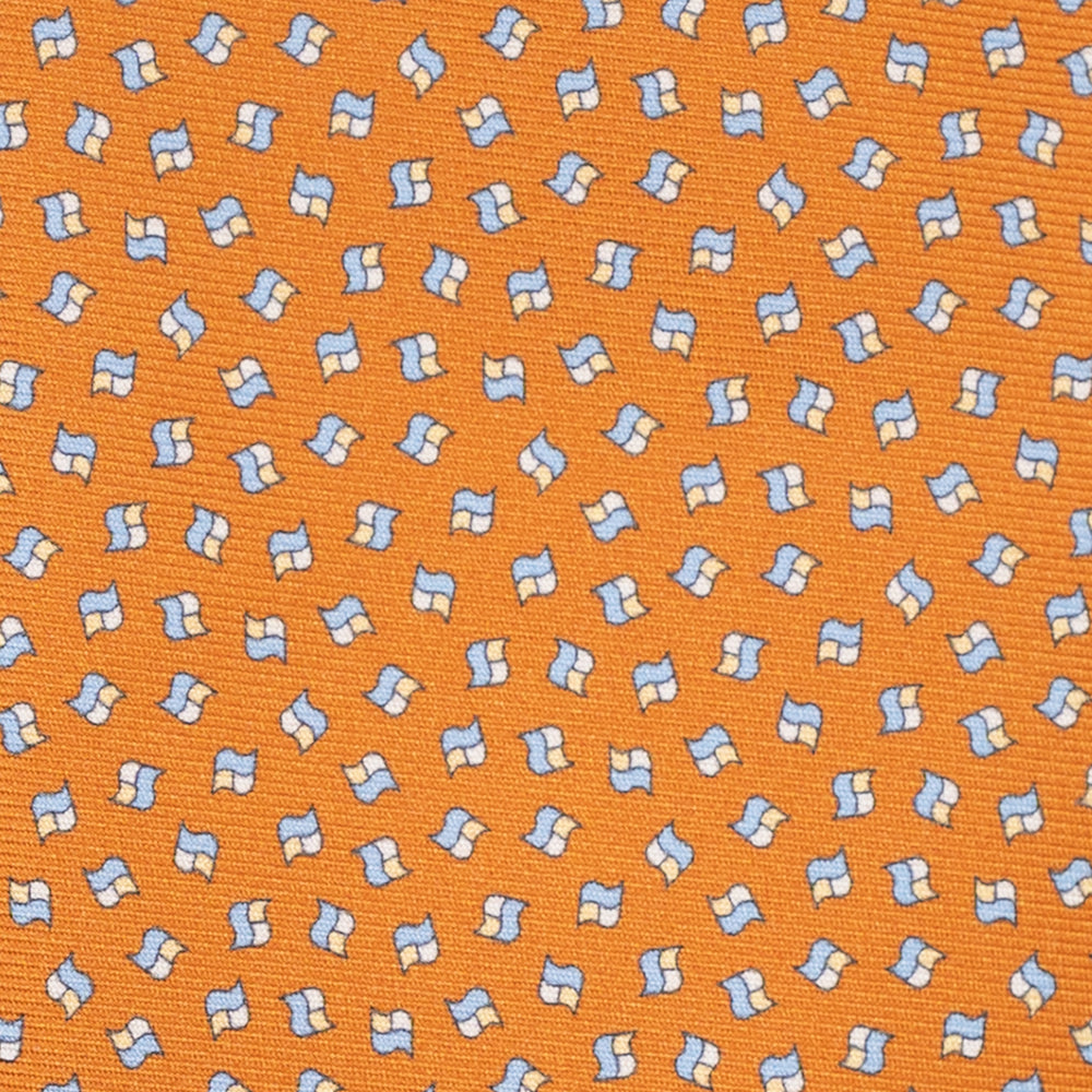 3-Fold Silk Tie, Micro Pattern, Orange - JA056667-3