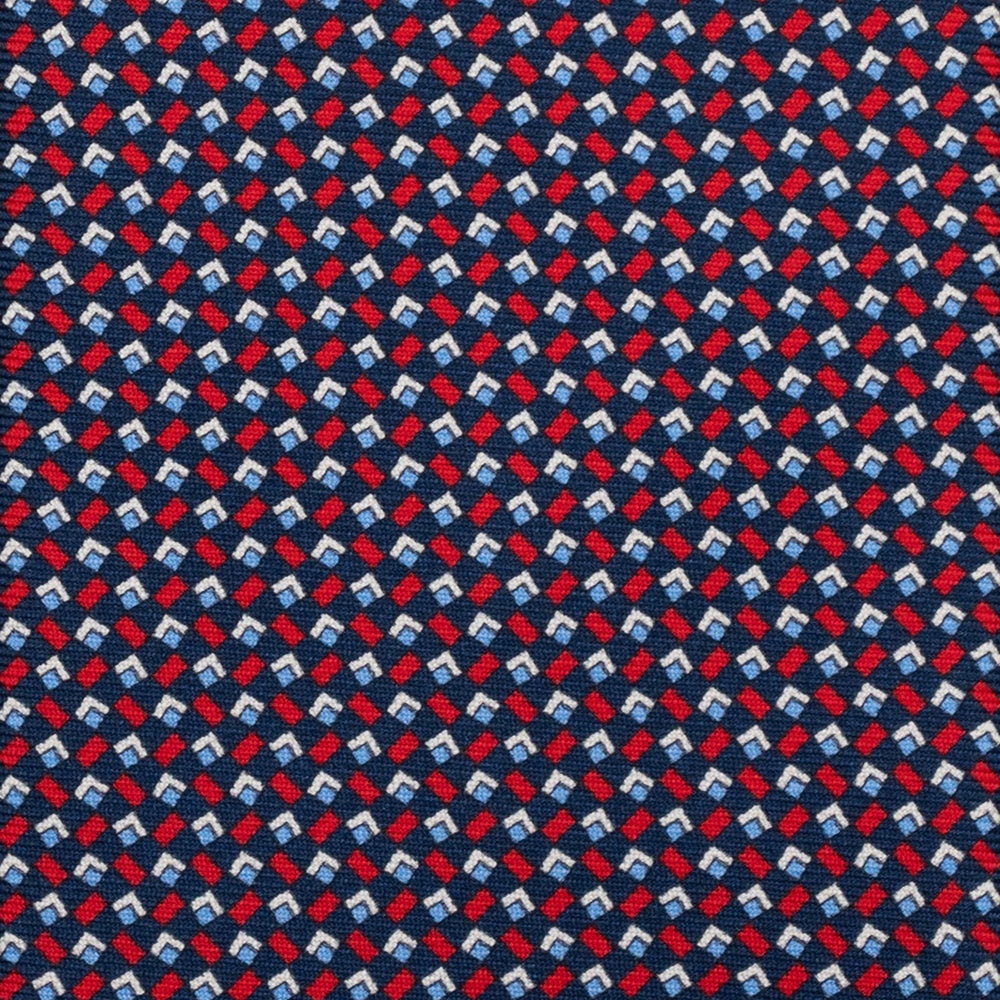 Cravatta 3 pieghe in Seta, Micro Fantasia, Blu Rosso - JC056124-3