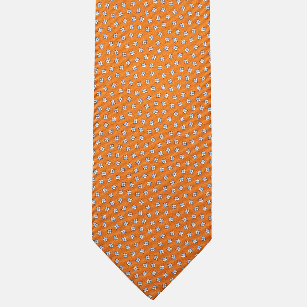 3-Fold Silk Tie, Micro Pattern, Orange - JA056667-3