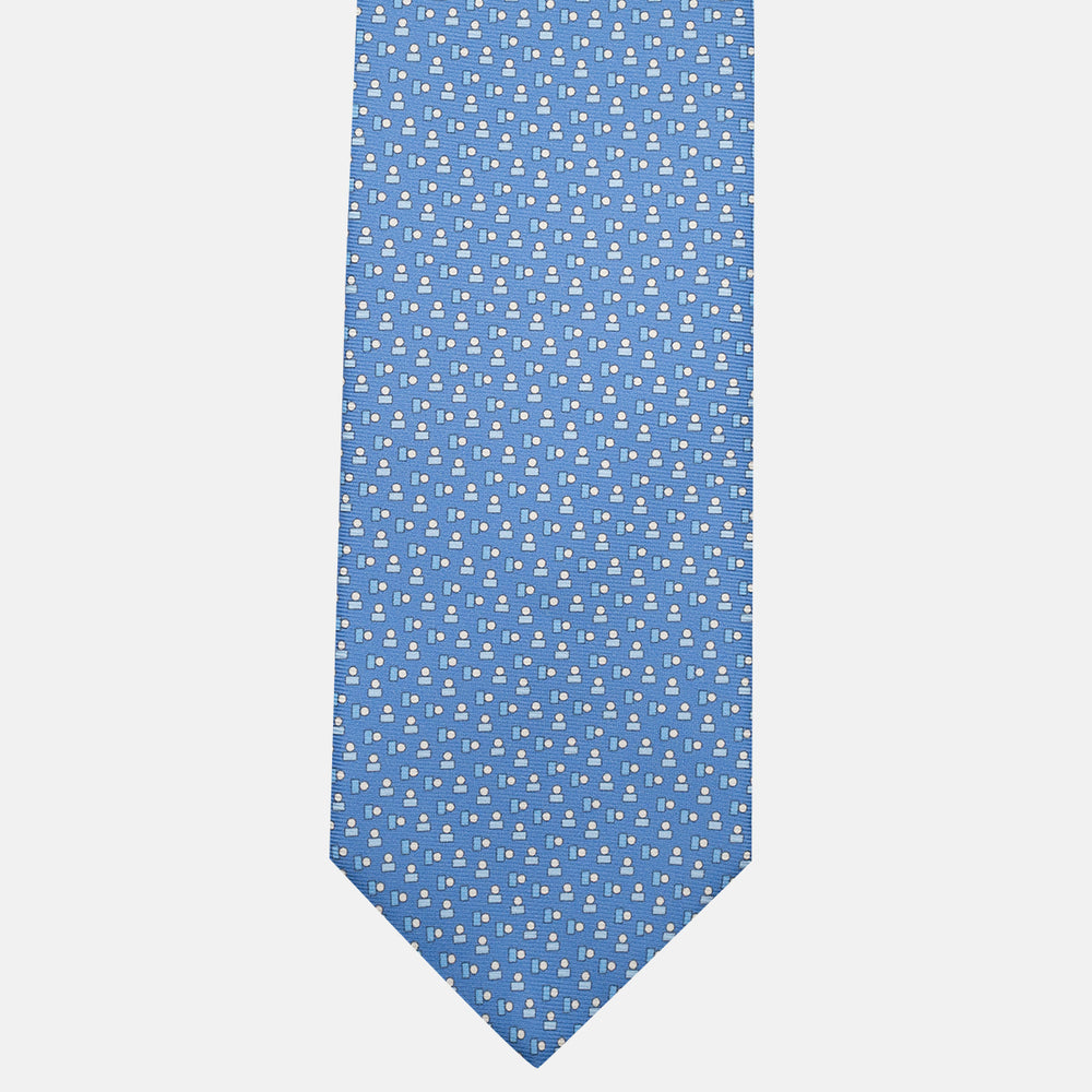 3-Fold Silk Tie, Micro Pattern, Light Blue - JC057248-3