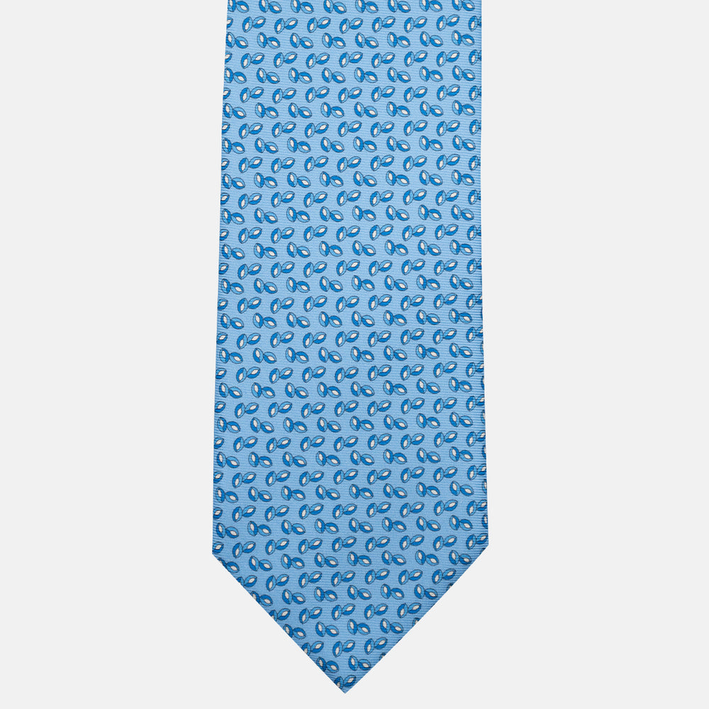 3-Fold Silk Tie, Micro Pattern, Light Blue - JA056126-3