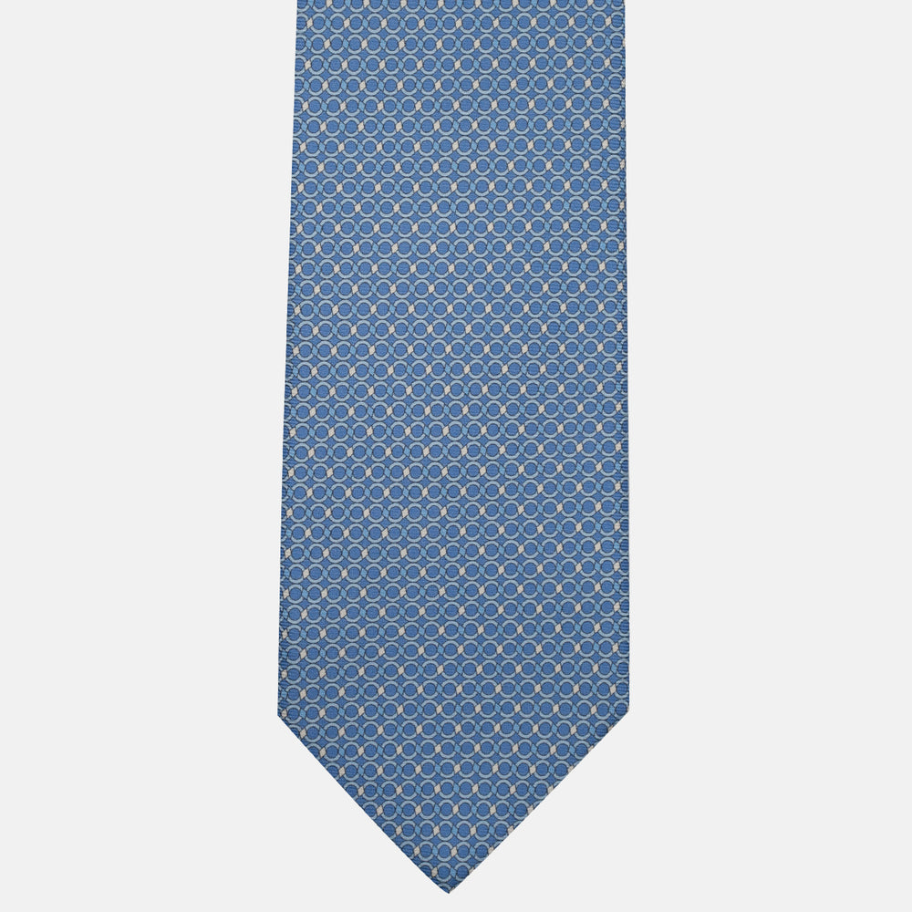 3-Fold Silk Tie, Chain Pattern, Light Blue - JA057080-3