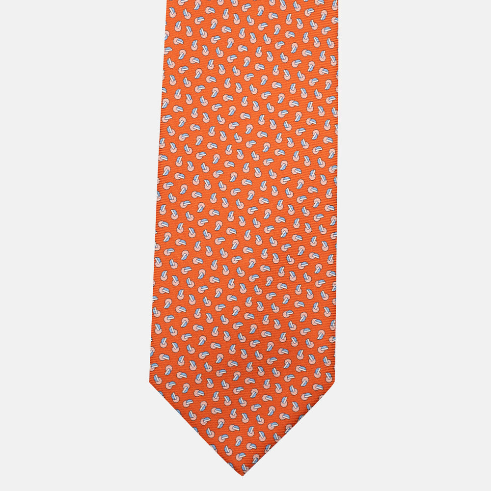 3-Fold Silk Tie, Micro Pattern, Orange - JA056129-3