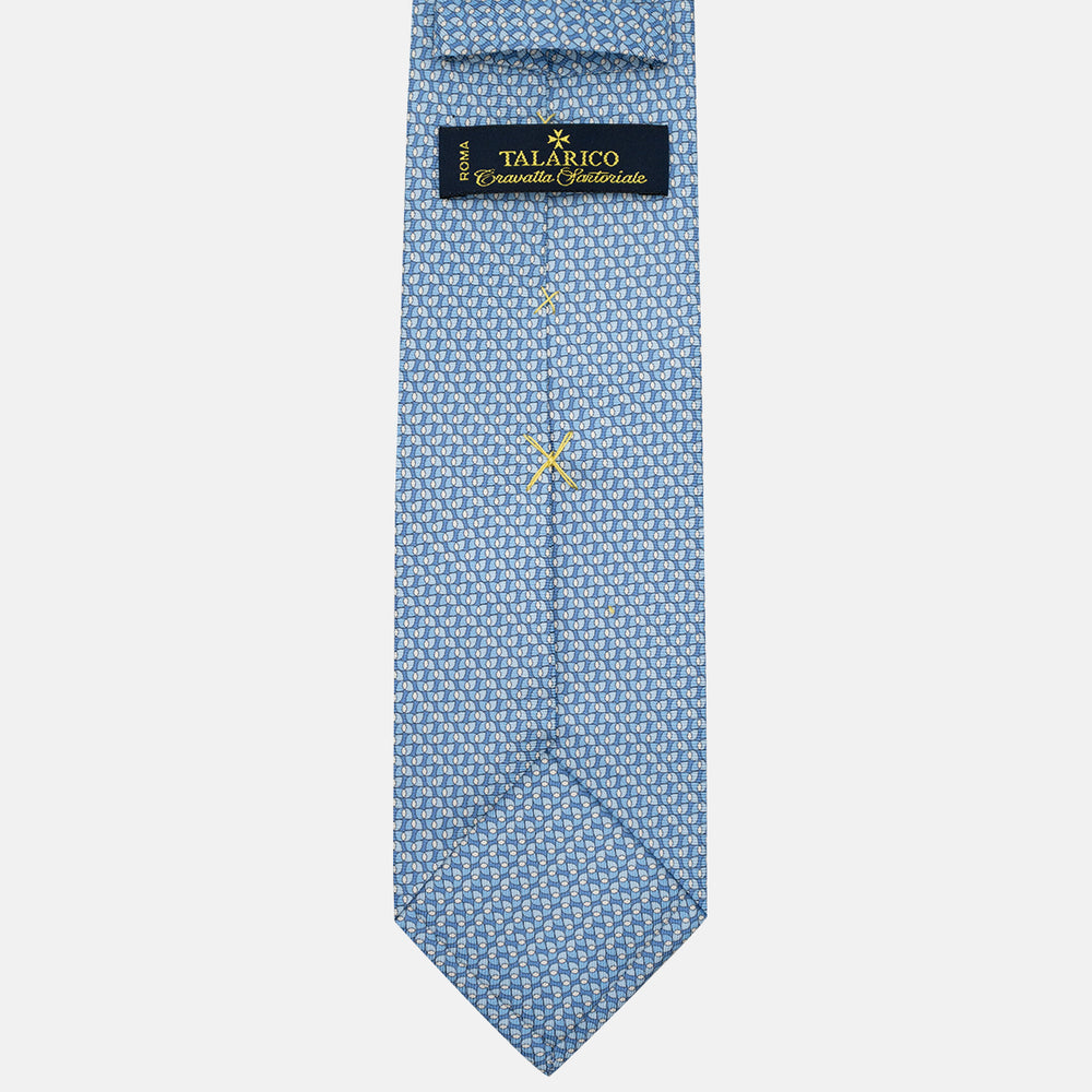 3-Fold Silk Tie, Geometric Pattern, Light Blue - JA056123-3